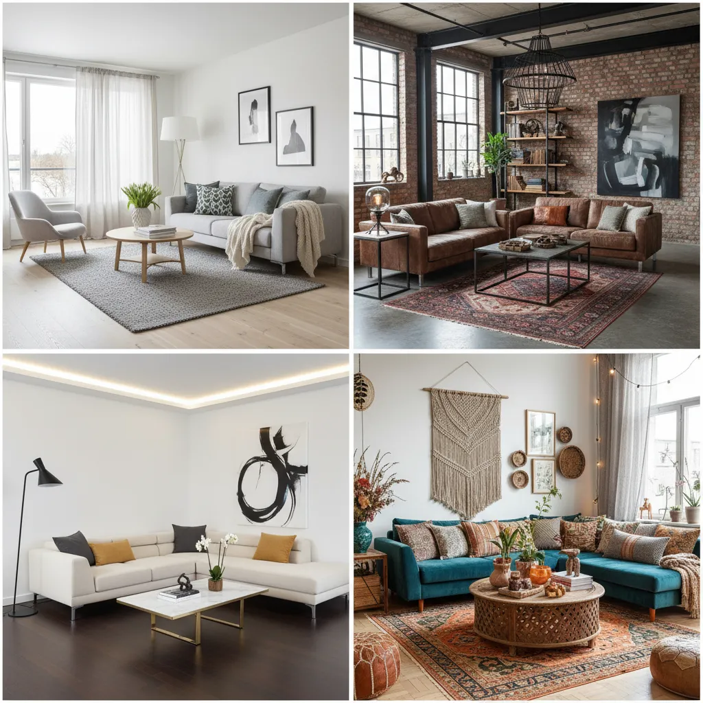 Comparación visual de diferentes estilos de salón