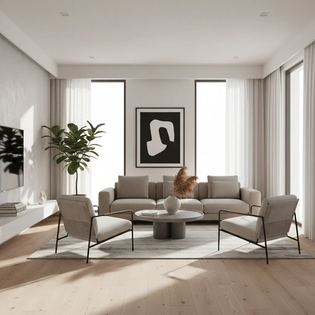 Modern minimalist interior design with neutral palette