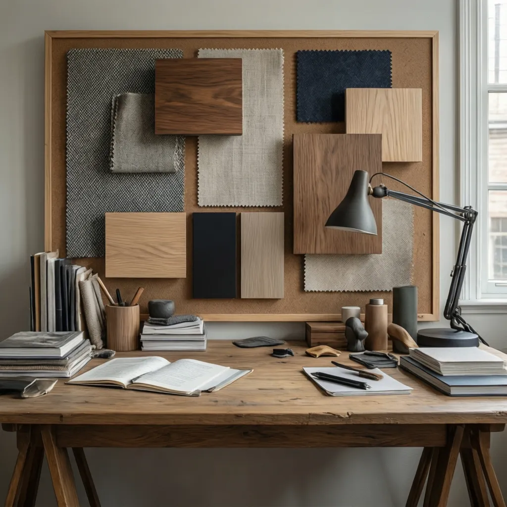 Selección de materiales, colores y texturas para proyecto de interiorismo