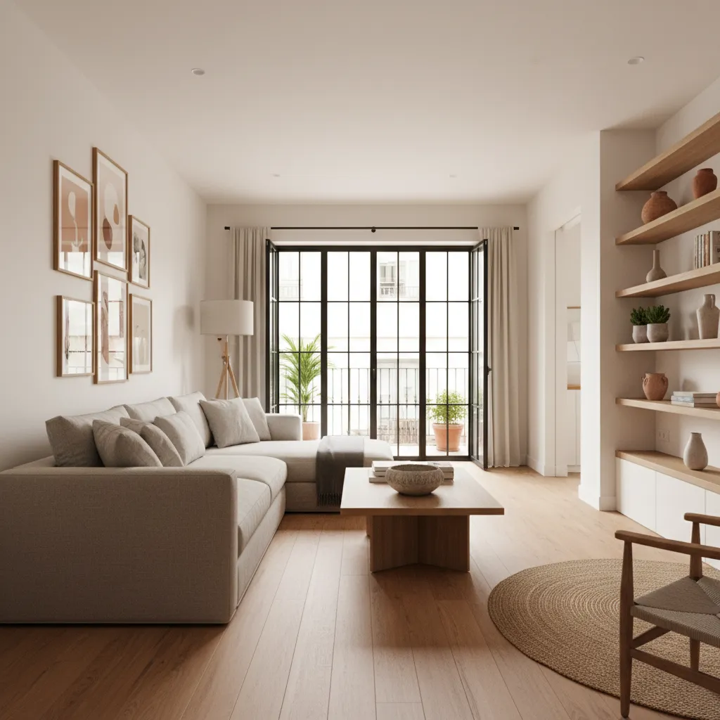 Salón de apartamento madrileño reformado con diseño interior contemporáneo