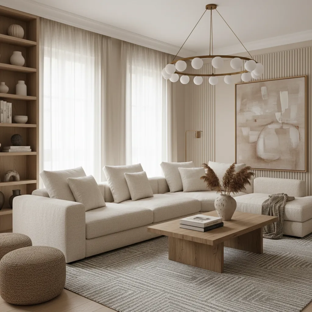 salón moderno con diseño interior equilibrado