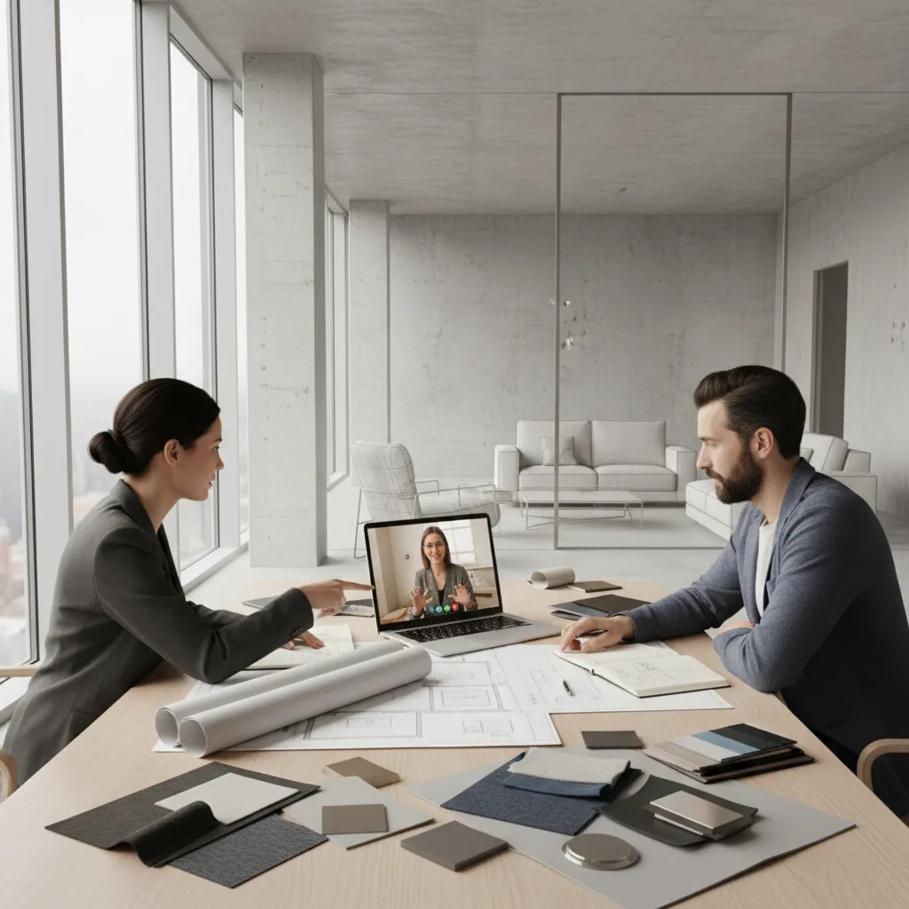 Remote collaboration between overseas interior designer and Bangalore apartment project team