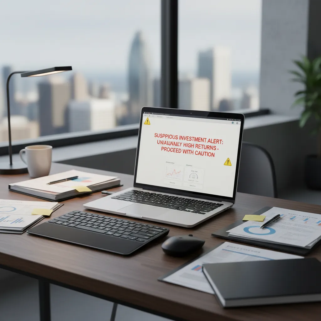 concept image representing warning signs of investment scams