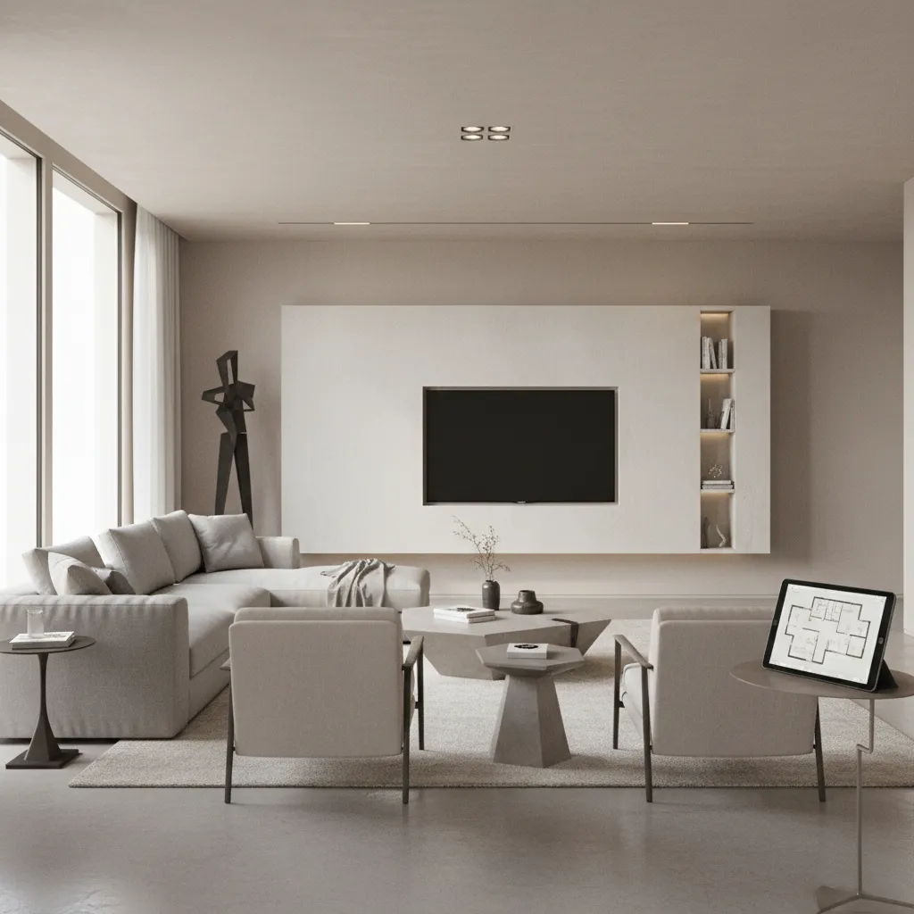3D interior room visualization generated from floor plan app on iPad