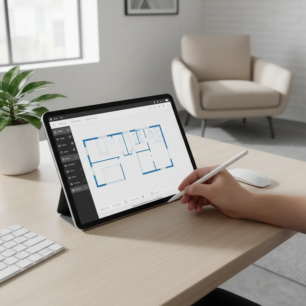 Using an iPad app to sketch a residential floor plan layout