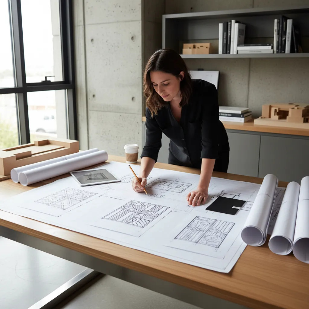 Planificación del diseño de una verja de hierro en plano arquitectónico