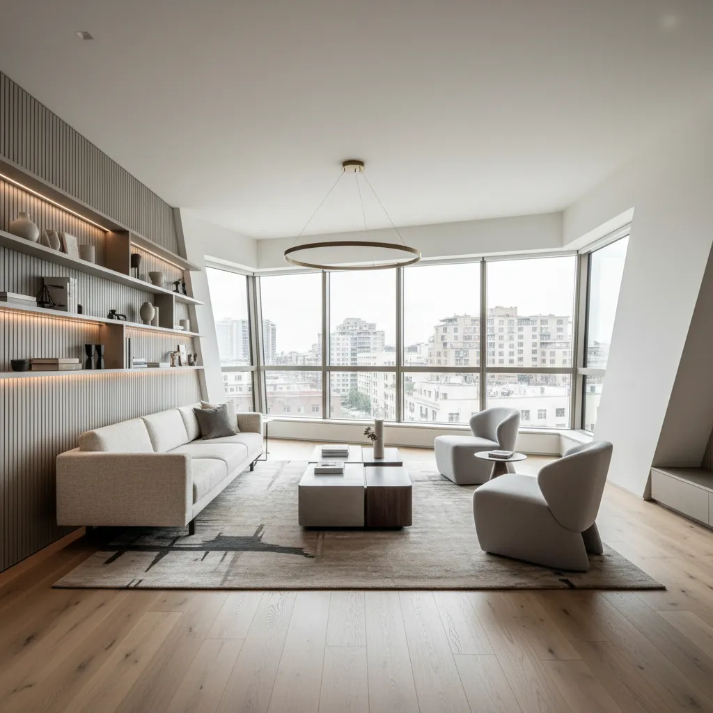 Diseño de interior con formas irregulares