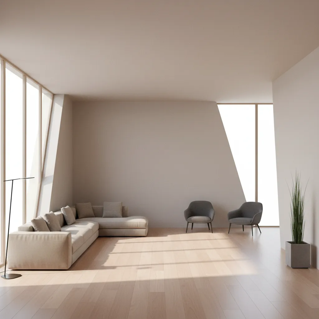 Odd shaped living room layout showing imbalance and awkward empty corners