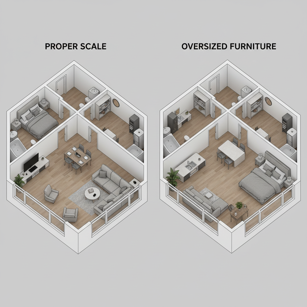 Optimizing Lighting Scale and Textures in 3D Isometric Floor Plans