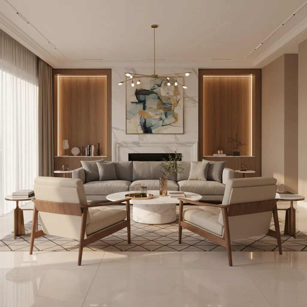 Balanced Italian furniture arrangement supporting Vastu directional layout