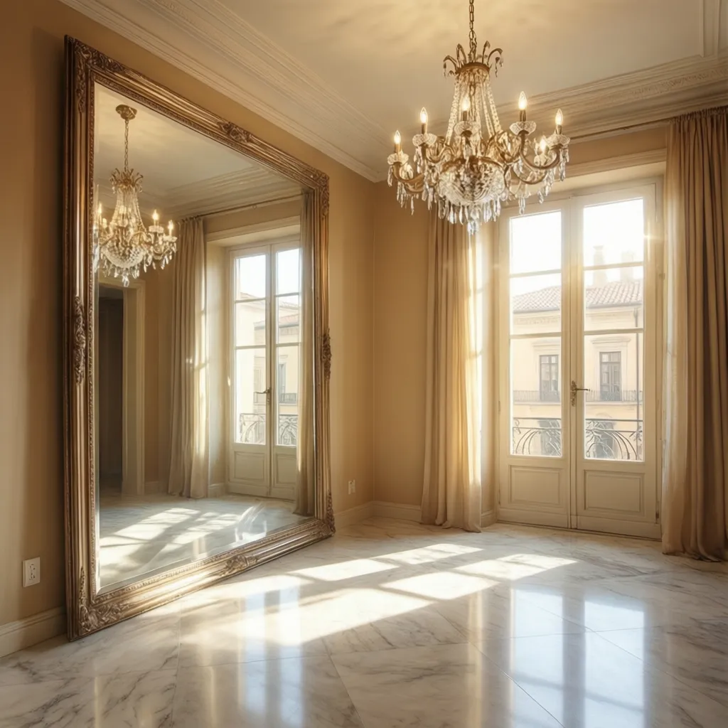 Italian interior using mirrors and natural lighting to enhance spatial energy