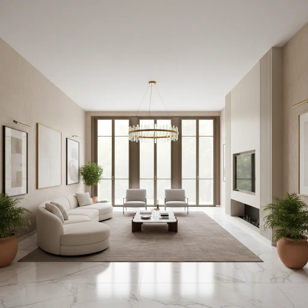 Italian living room layout with clear circulation path supporting Vastu energy flow