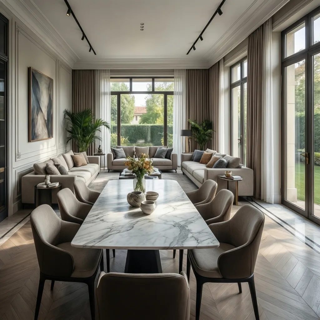 Open plan Italian home layout optimized for Vastu spatial harmony