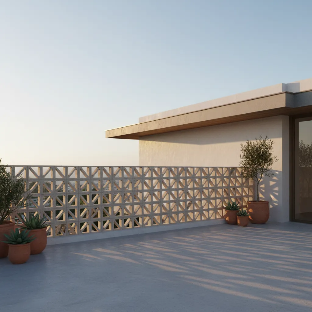 ventilated jaali parapet wall design on modern single floor home