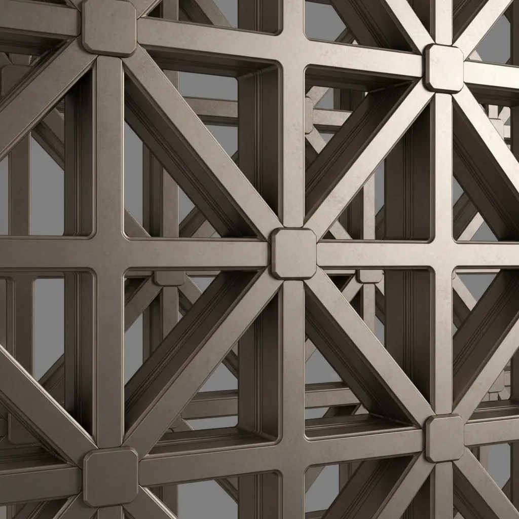 close up diagram of lattice node thickness and structural connections in jali pattern