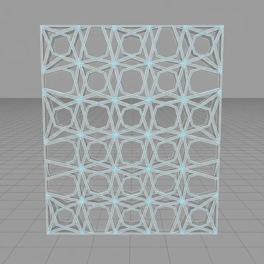 3D modeling wireframe showing non manifold edges in lattice geometry