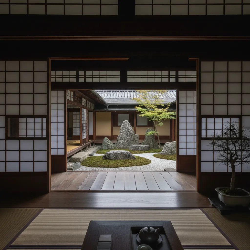 Casa japonesa con conexión directa al jardín zen