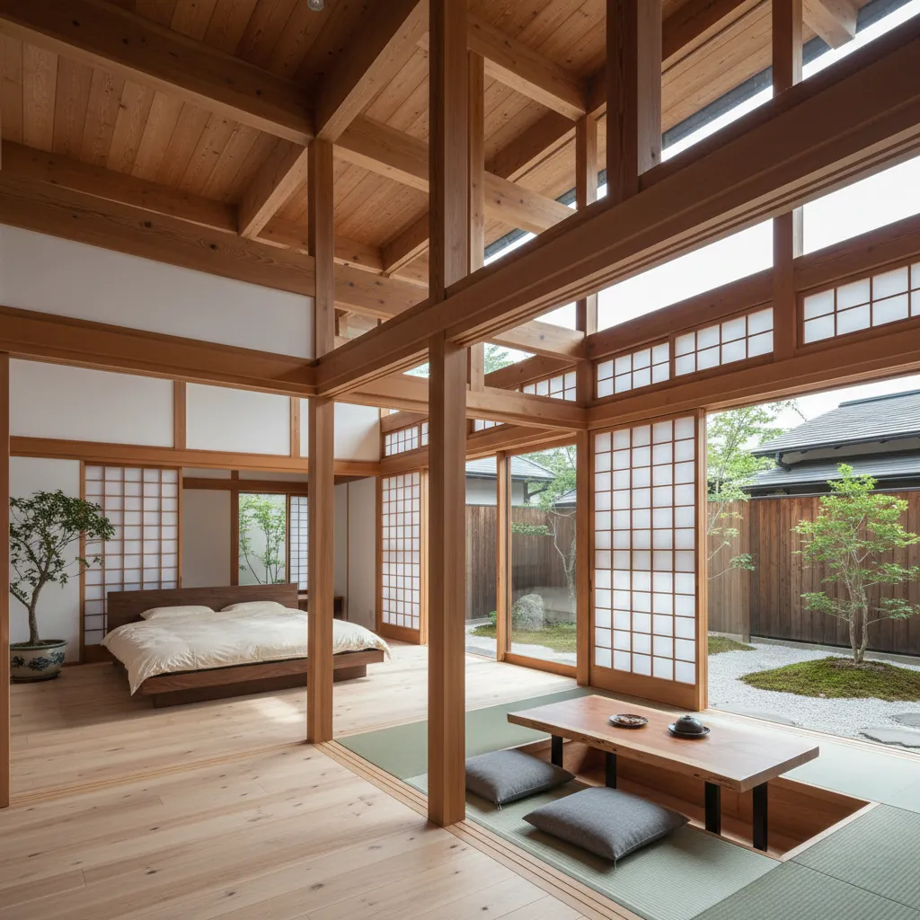 Distribución abierta en una casa japonesa moderna