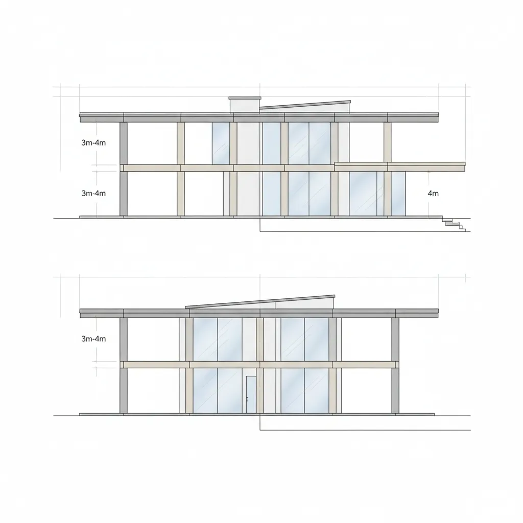 Ilustrasi jarak kolom rumah sekitar 3 hingga 4 meter