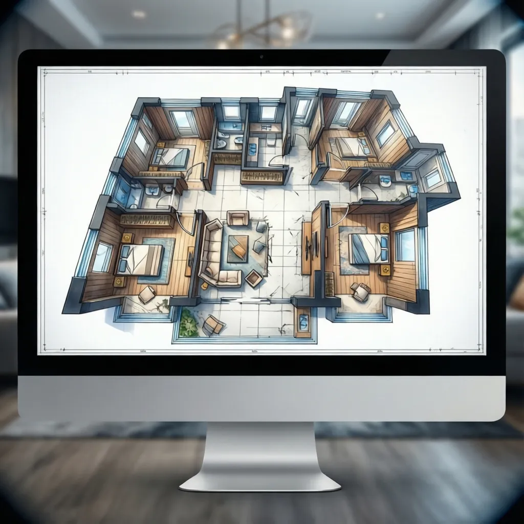 digital architectural floor plan rendered on computer screen