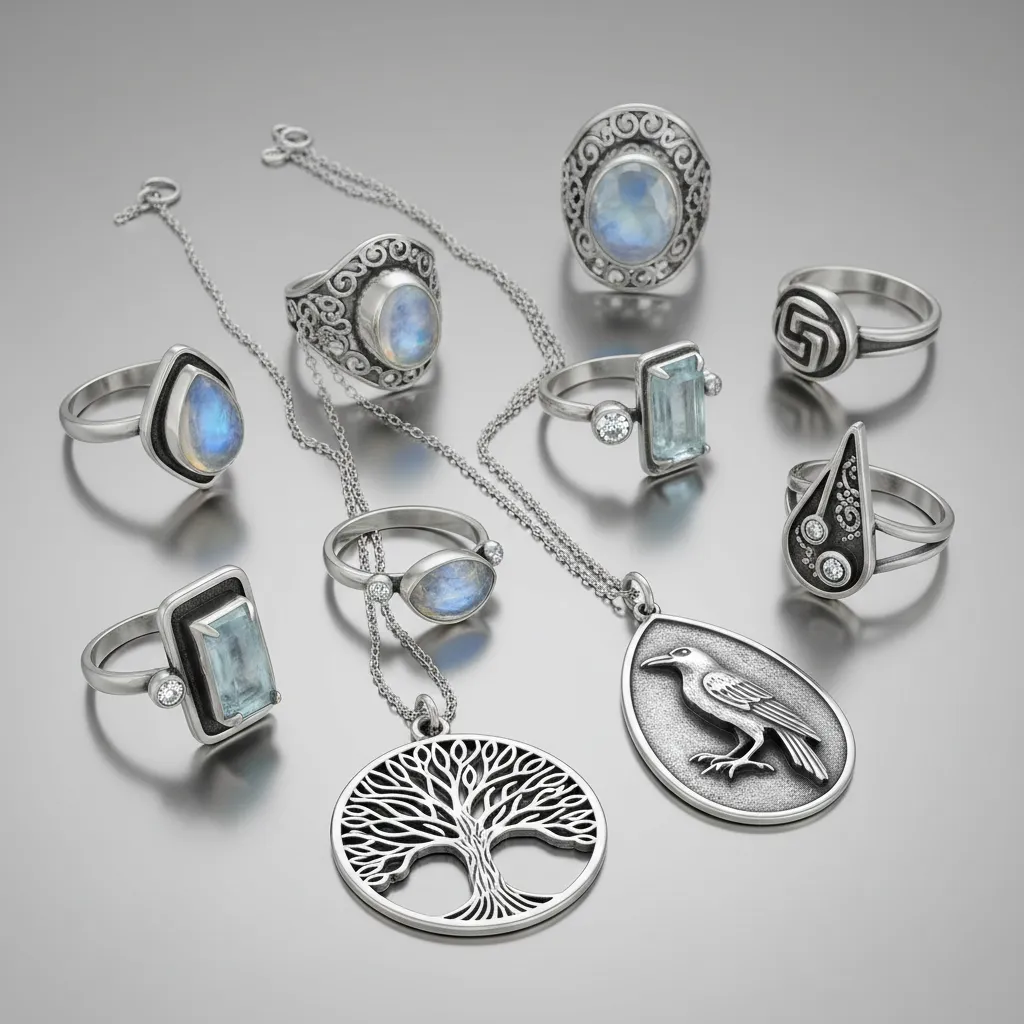 Colección de joyería de plata artesanal hecha a mano