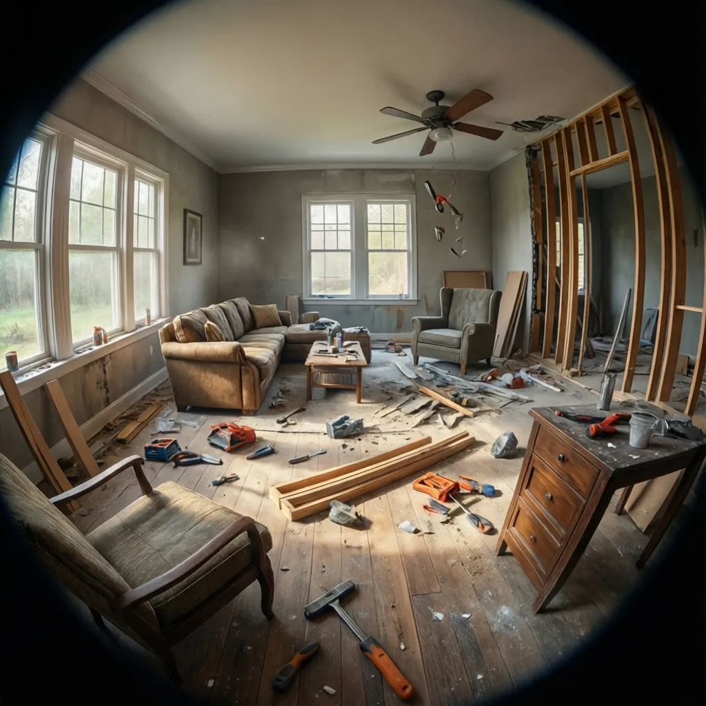 Simulación de renovación de una casa en un videojuego 3D