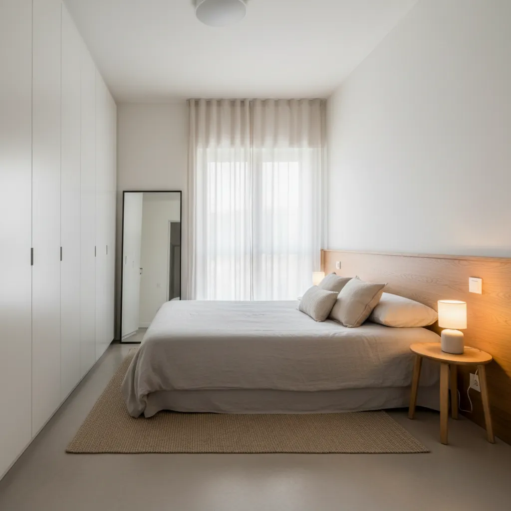Kamar tidur minimalis di rumah dengan lebar 6 meter