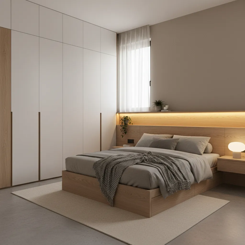 Contoh kamar tidur minimalis ukuran kecil yang efisien