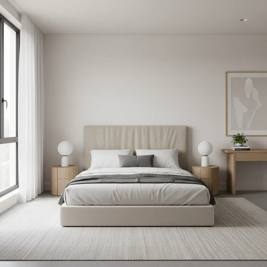Interior kamar tidur sederhana dalam rumah keluarga besar