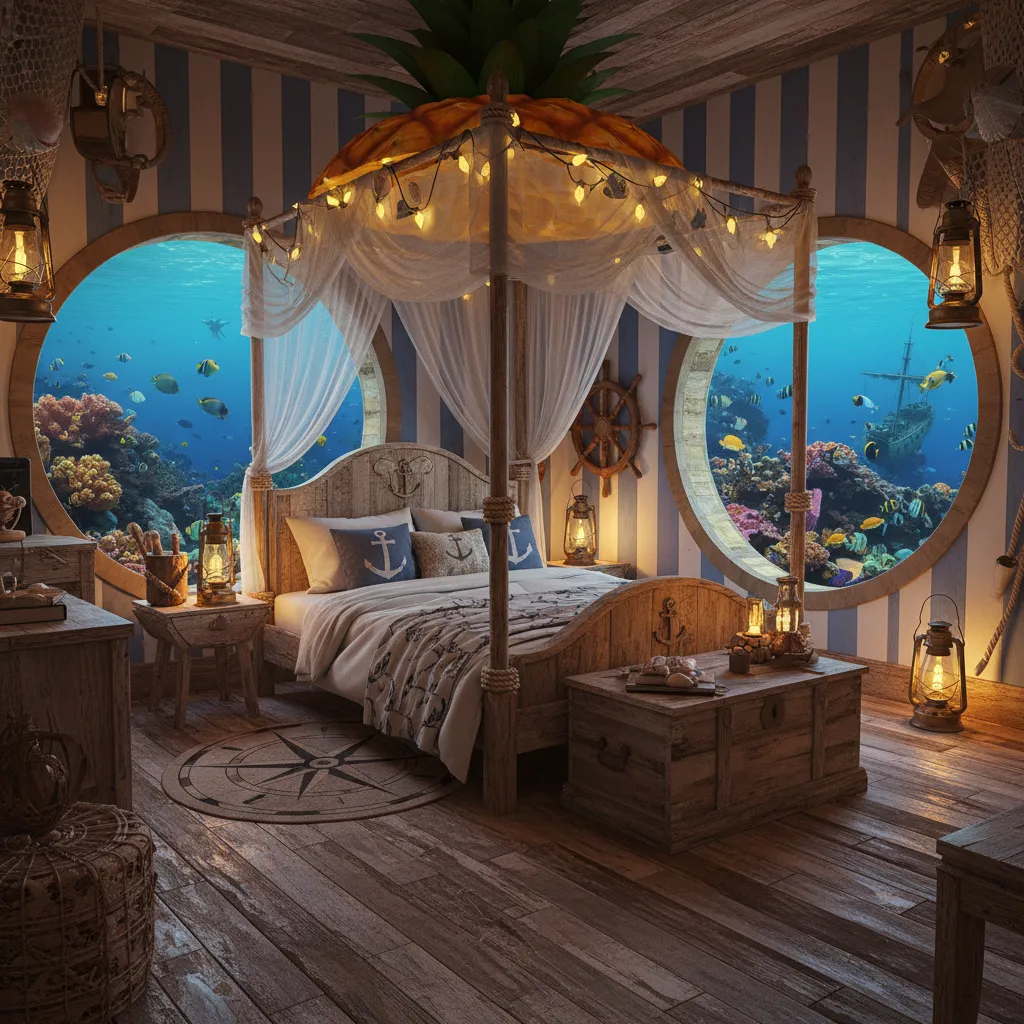 Kamar tidur Spongebob dengan dekorasi laut