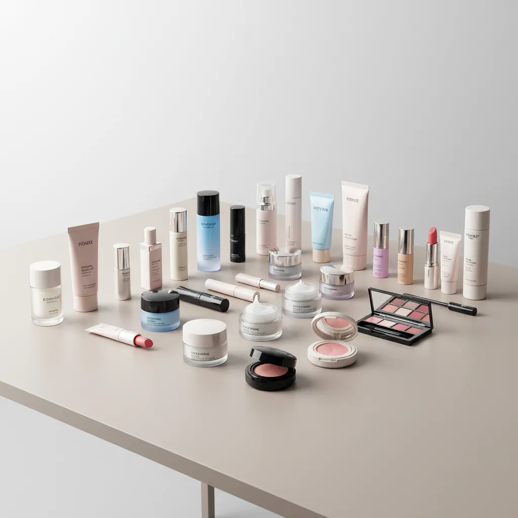 Display of multiple Korean beauty brand products for comparison