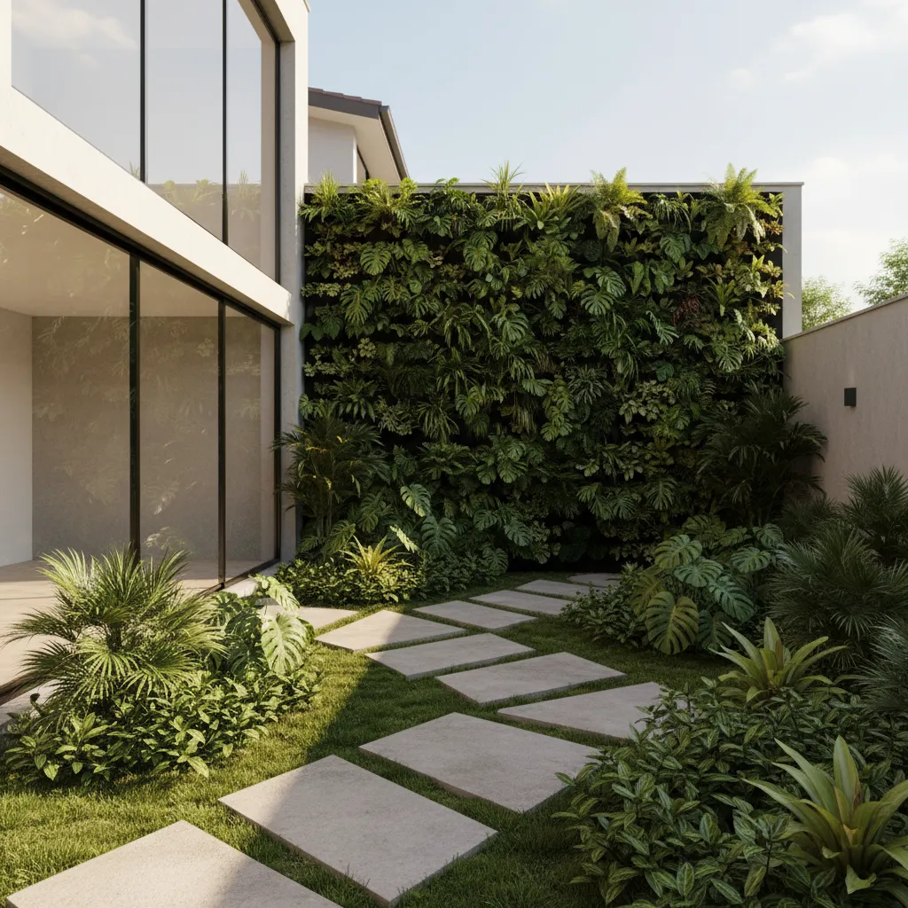 Kebun belakang kecil dengan desain minimalis