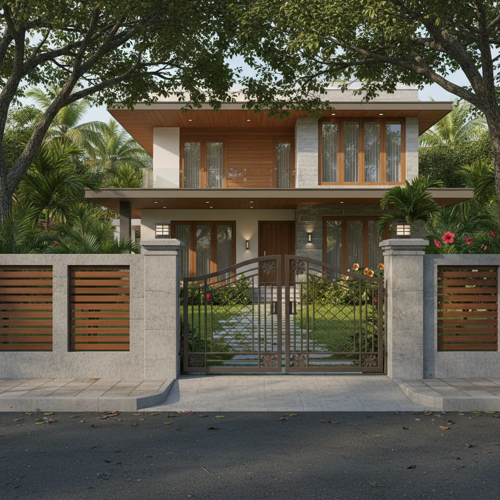 Optimizing Gate and Compound Wall Height for Privacy and Ventilation in Kerala Homes