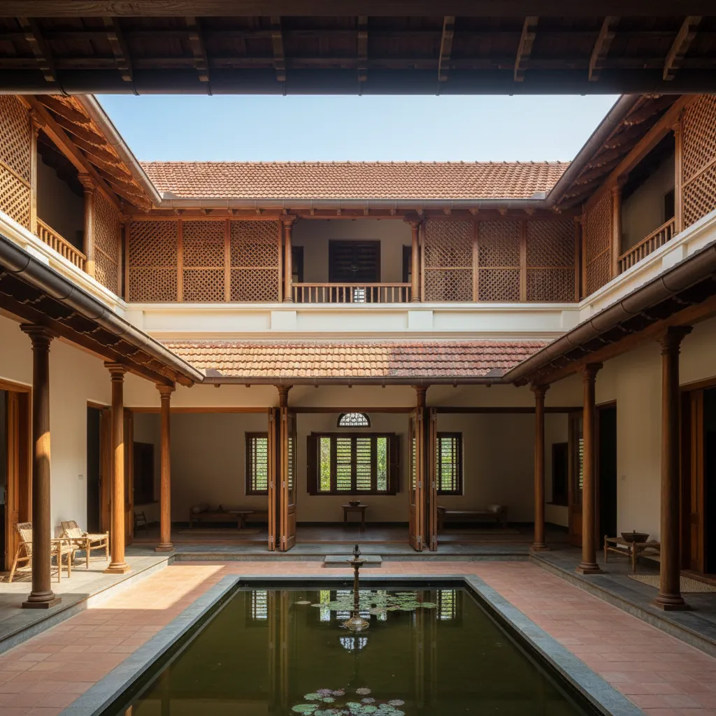 Kerala Double-Floor Home Plan with Courtyard