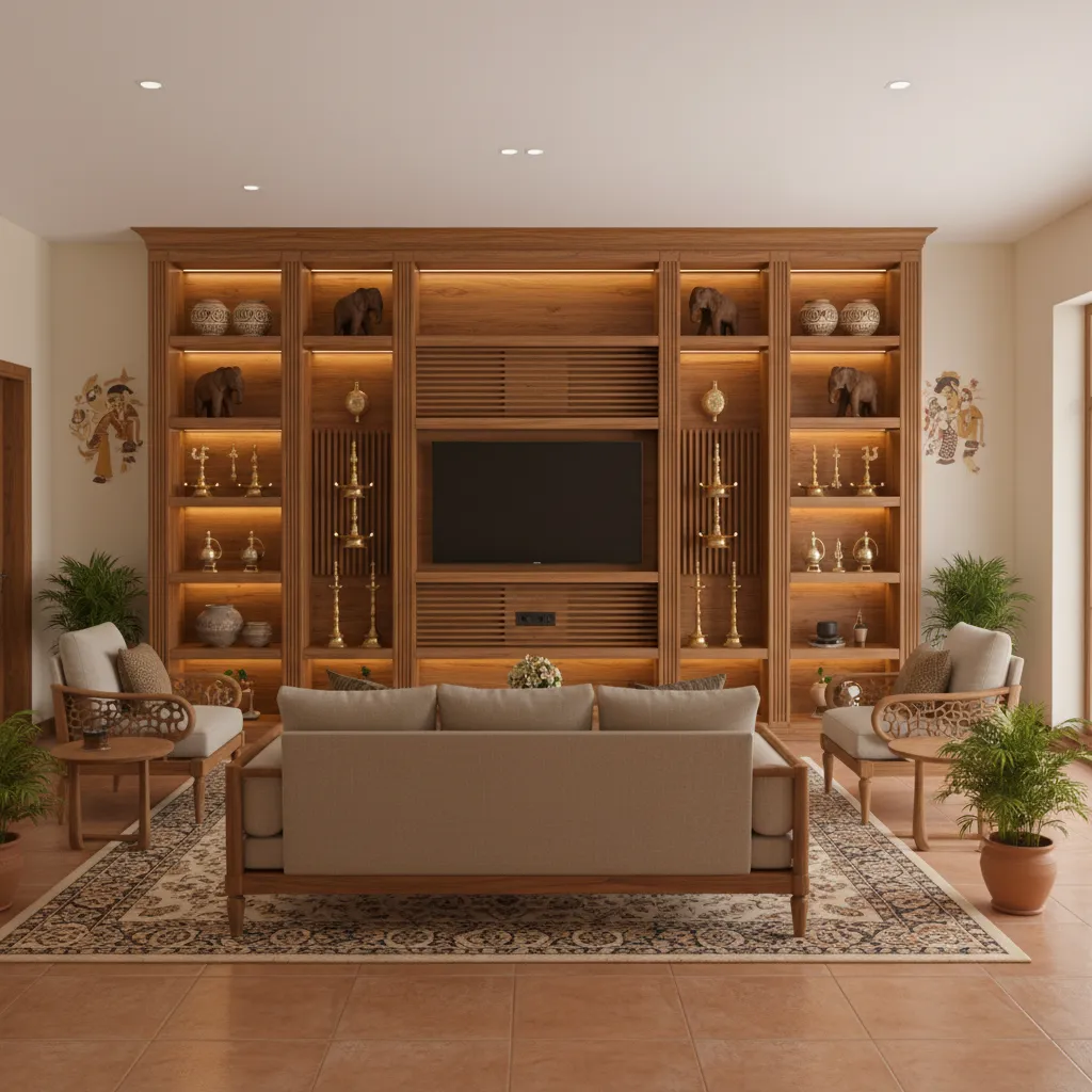 Wall Showcase Designs for Living Room Kerala Style