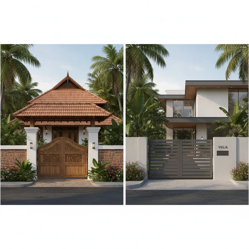 Traditional vs Modern Gate and Compound Wall Designs in Kerala Homes