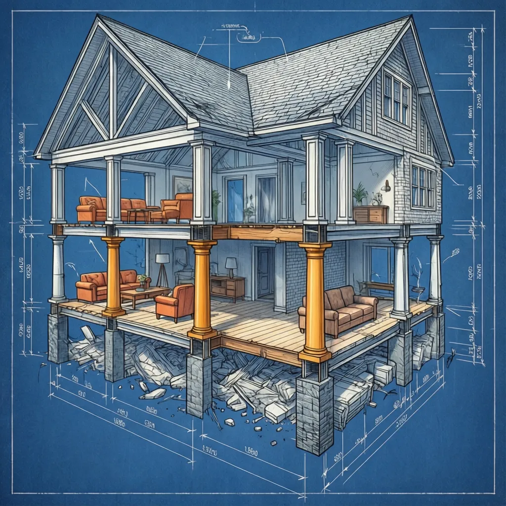 Ilustrasi kesalahan posisi kolom pada denah pondasi rumah
