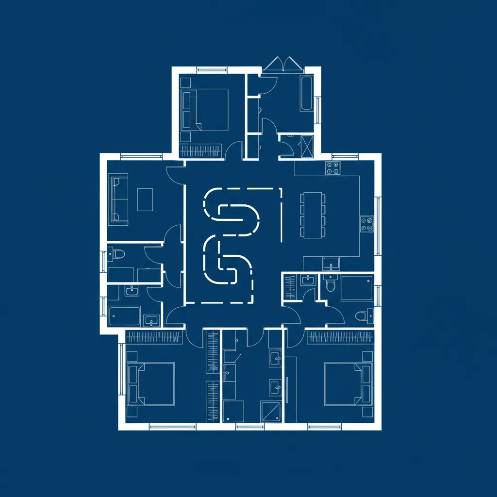 Contoh denah rumah dengan tata ruang kurang efisien