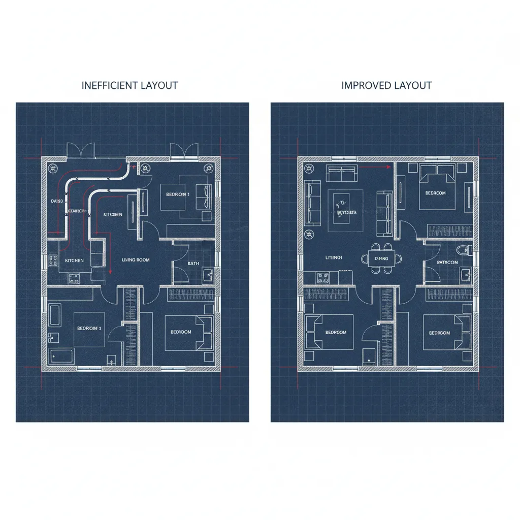Ilustrasi kesalahan umum dalam denah rumah