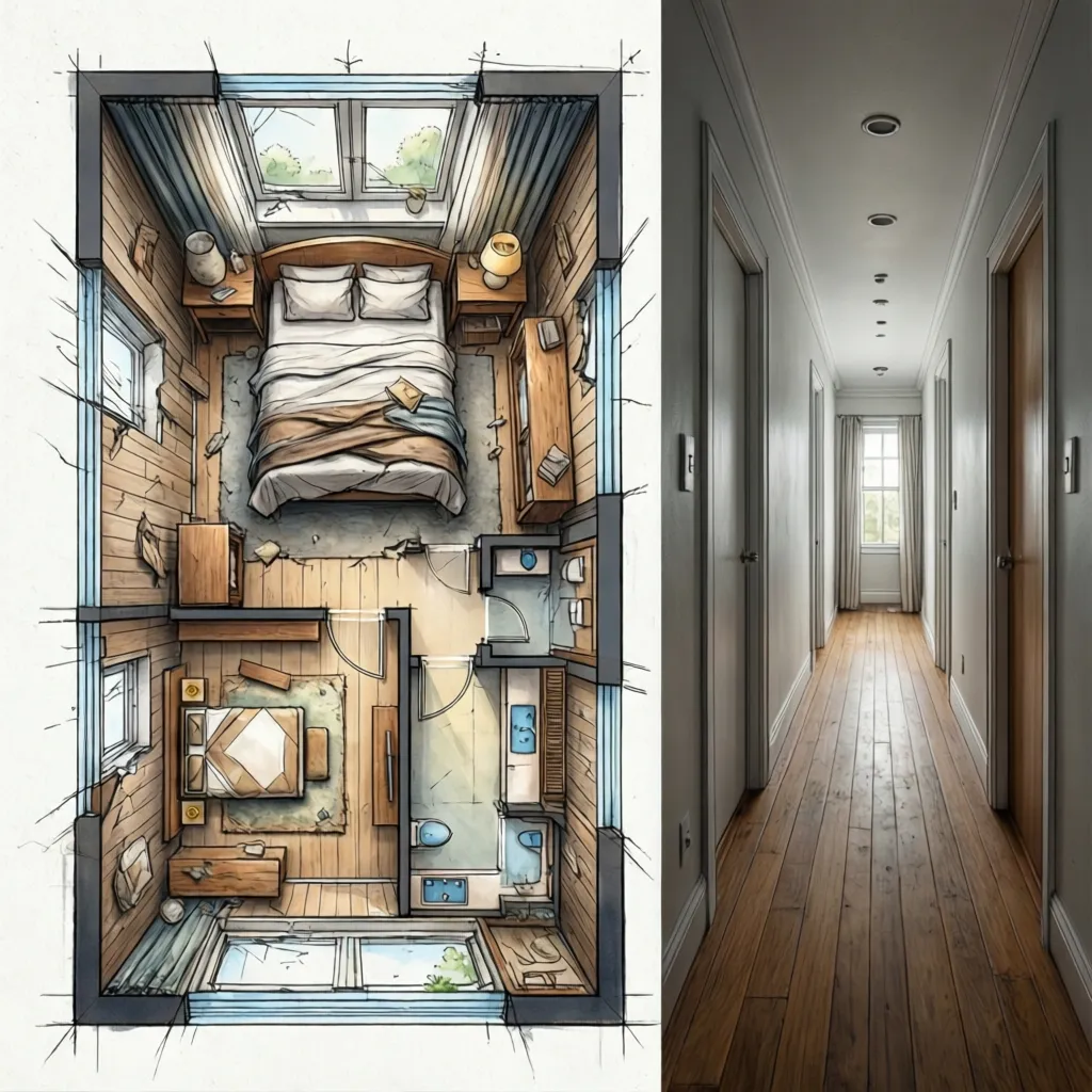Ilustrasi kesalahan ukuran ruangan dalam denah rumah