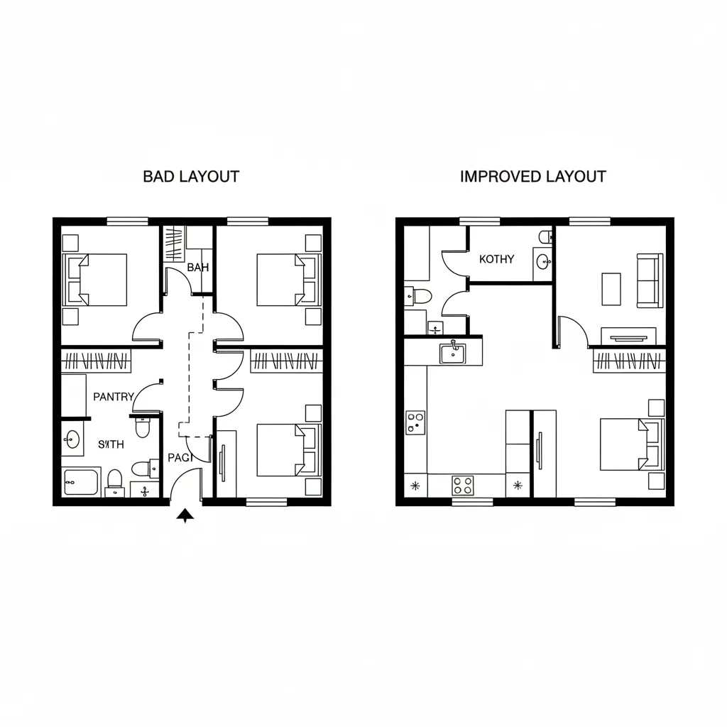 Ilustrasi kesalahan tata ruang rumah kecil
