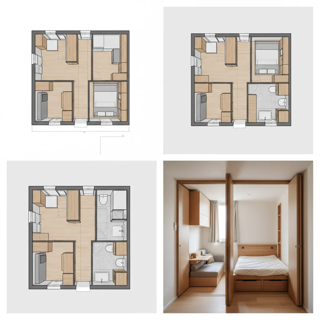 Ilustrasi rumah kecil dengan terlalu banyak sekat