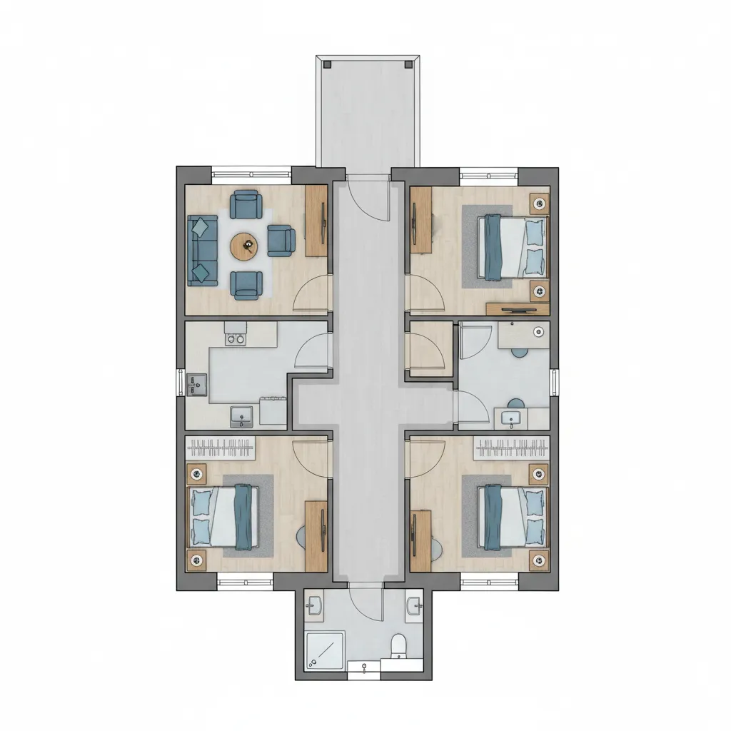 Contoh kesalahan layout rumah kecil dengan koridor panjang
