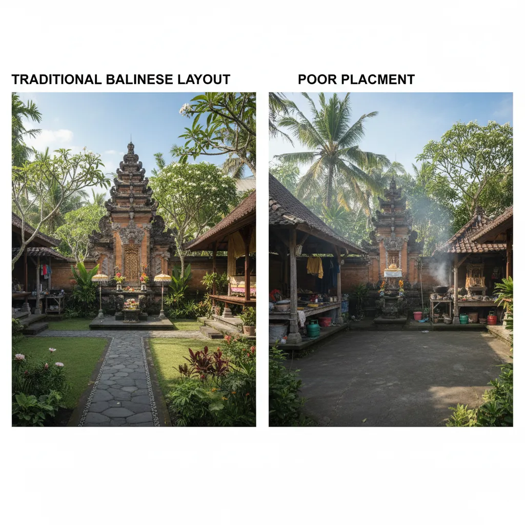 Ilustrasi kesalahan penempatan sanggah di rumah