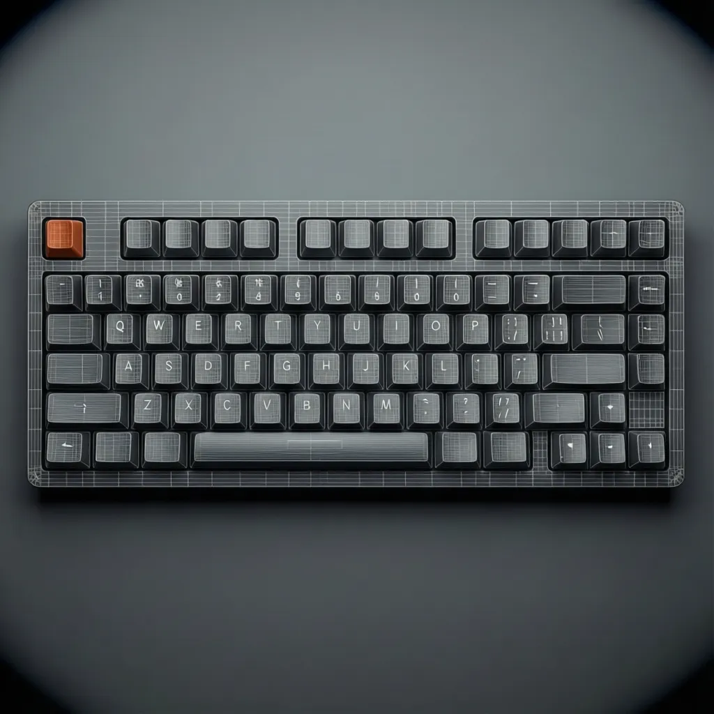 Base grid layout used to construct a mechanical keyboard 3D model