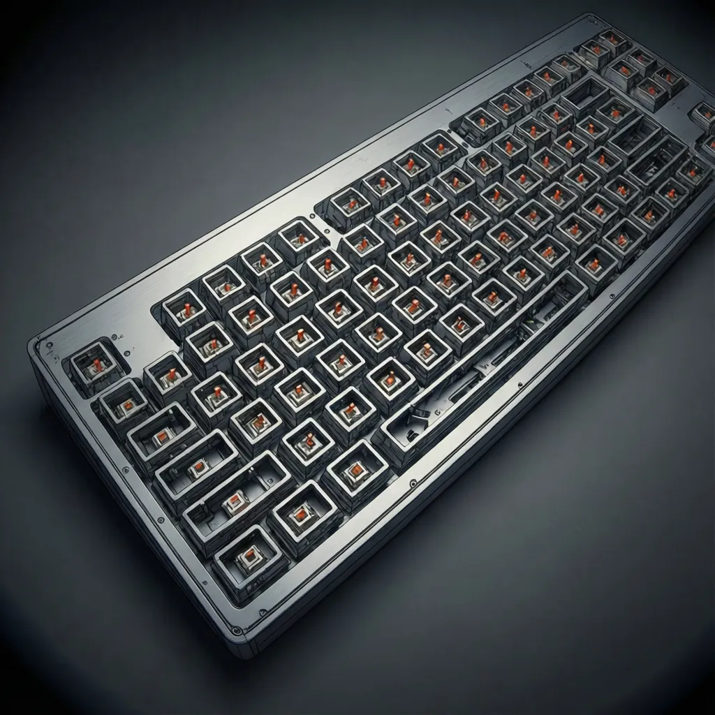 mechanical keyboard switch plate CAD layout with grid spacing