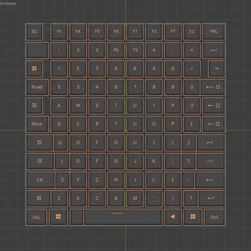 UV mapping layout of keyboard keycaps arranged efficiently in a texture atlas