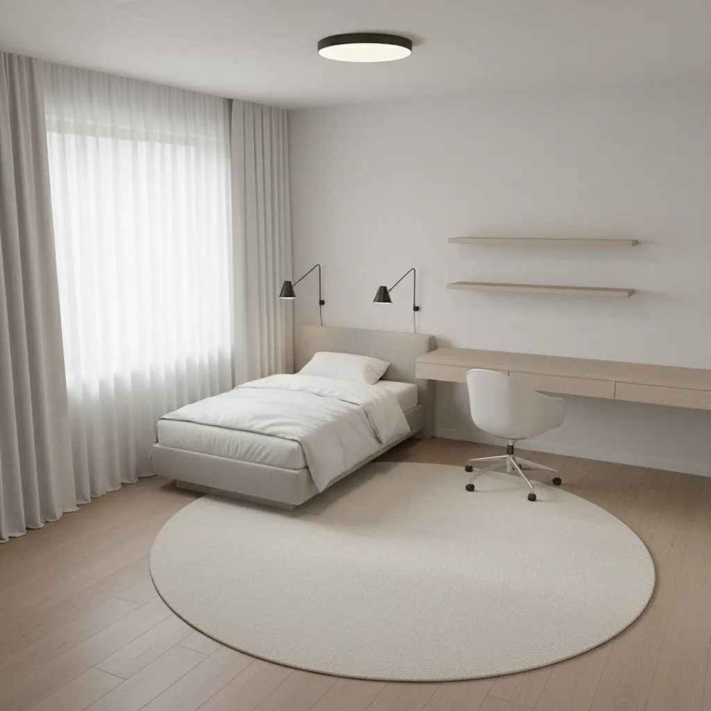 kids bedroom lighting placement showing safe ceiling and wall light zones