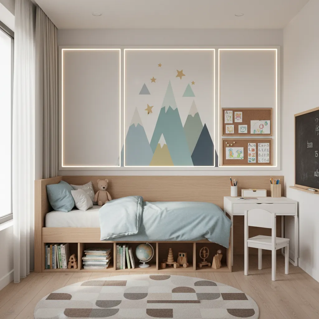 children bedroom wall zones showing safe and unsafe decoration areas