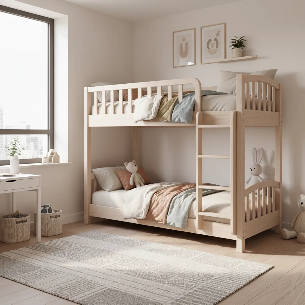 kids shared bedroom with modern bunk bed